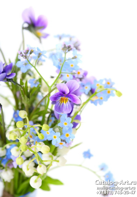 Натяжные потолки с фотопечатью - Голубые цветы 2